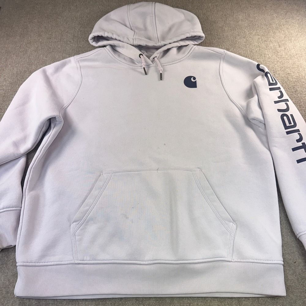 Carhartt Relaxed Fit Sleeve Logo Hoodie Lavender Purple XL 16-18 Sweatshirt